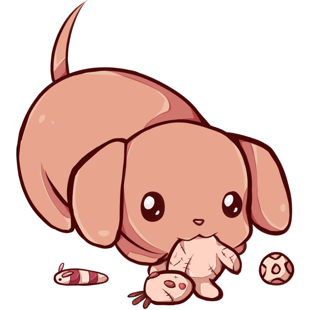 Adorable Kawaii Dog With A Heart Wallpaper