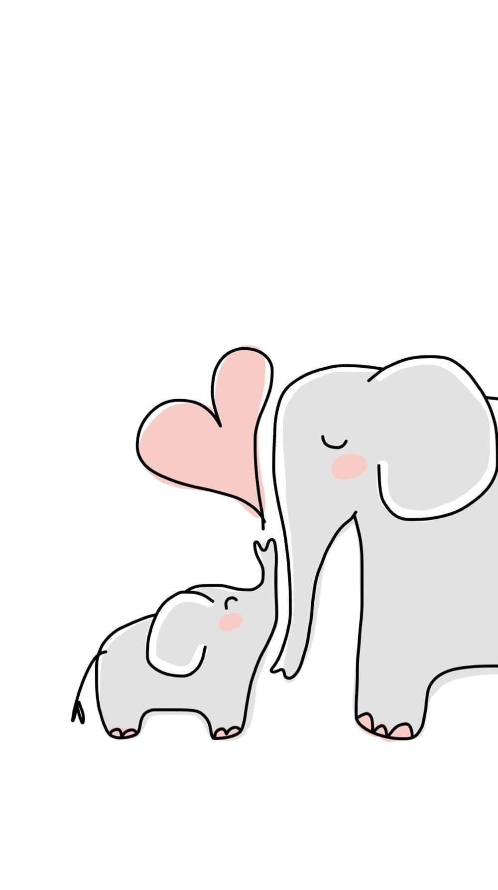 Adorable Kawaii Elephant On A Colorful Background Wallpaper