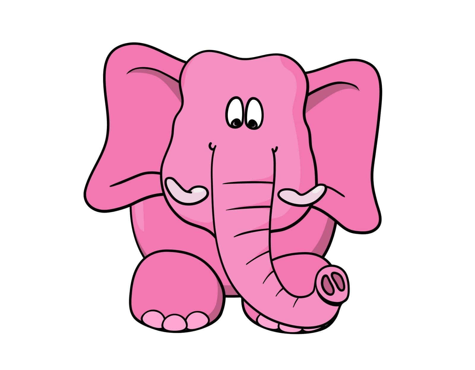 Adorable Kawaii Elephant Smiling On A Pastel Background Wallpaper