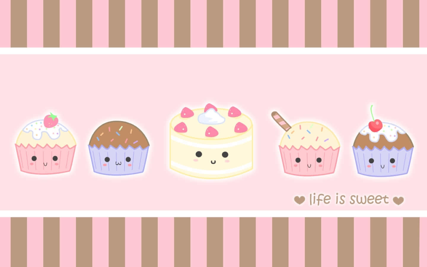 Adorable Kawaii Food Characters On Colorful Background Wallpaper