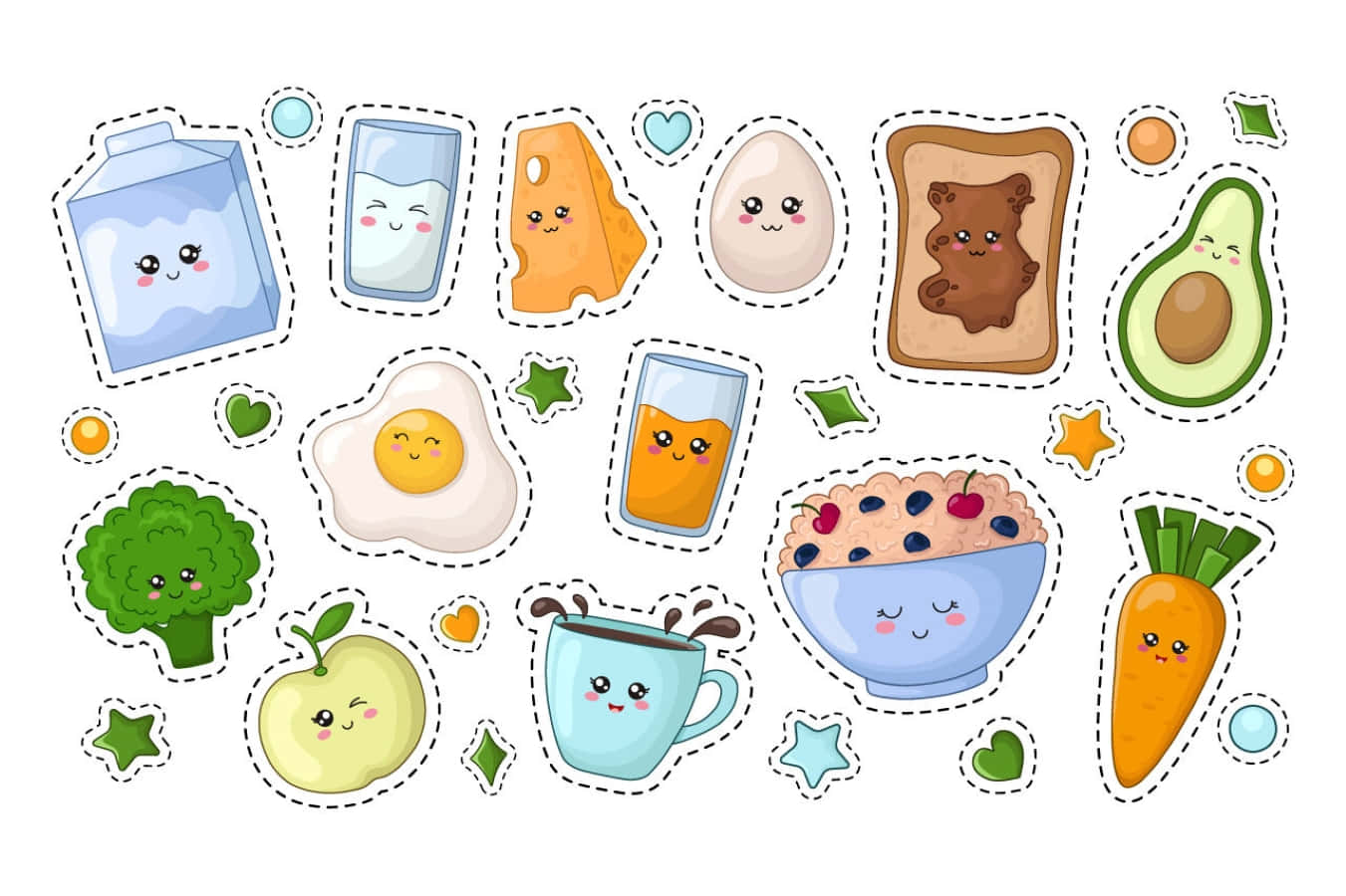 Adorable Kawaii Food Delights Wallpaper