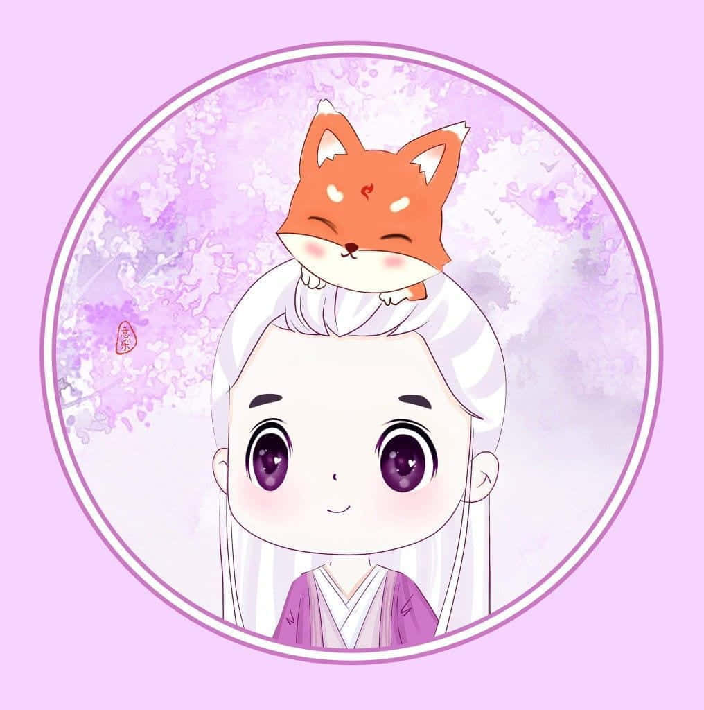 Adorable Kawaii Fox Illustration Wallpaper