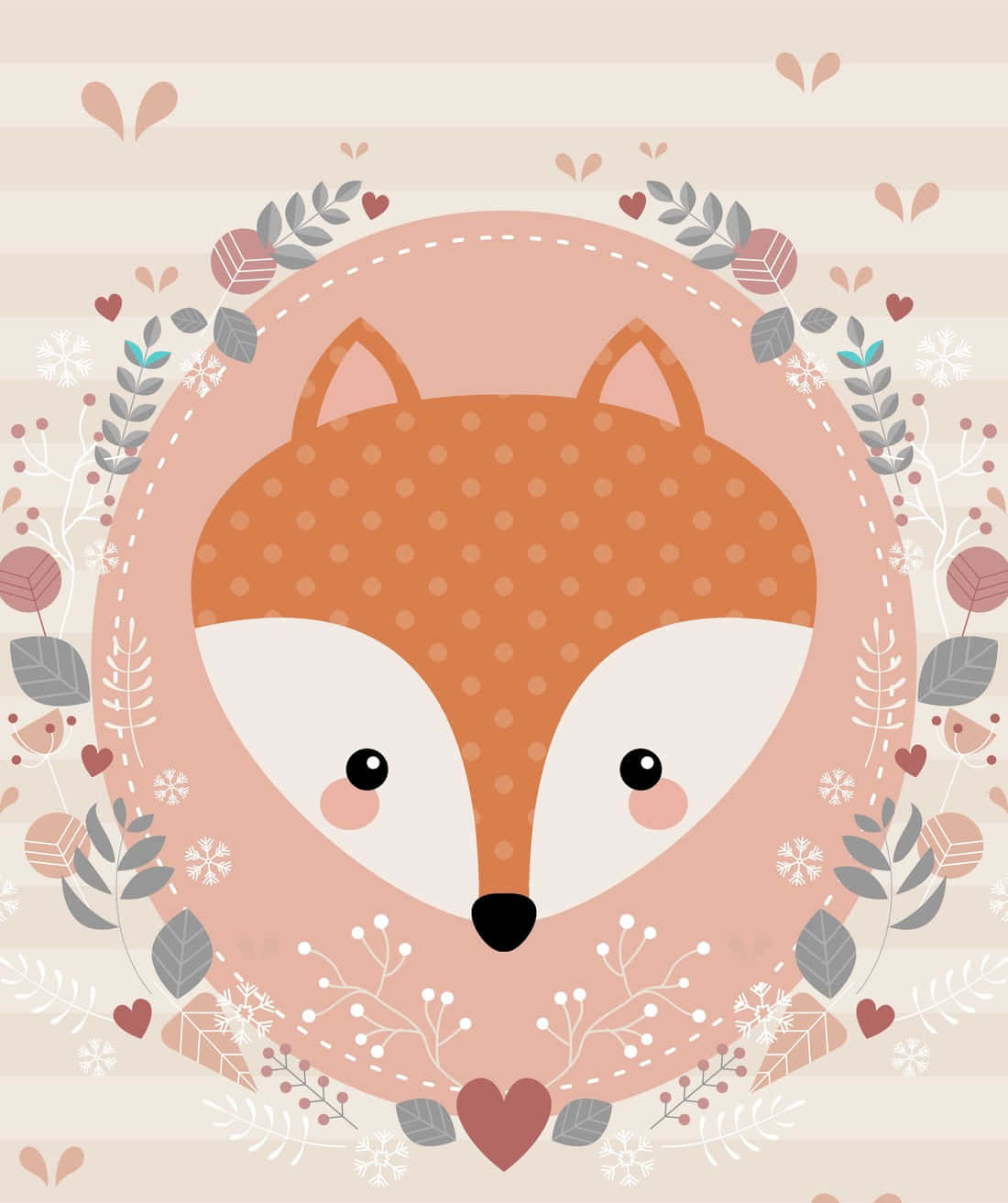 Adorable Kawaii Fox Illustration Wallpaper