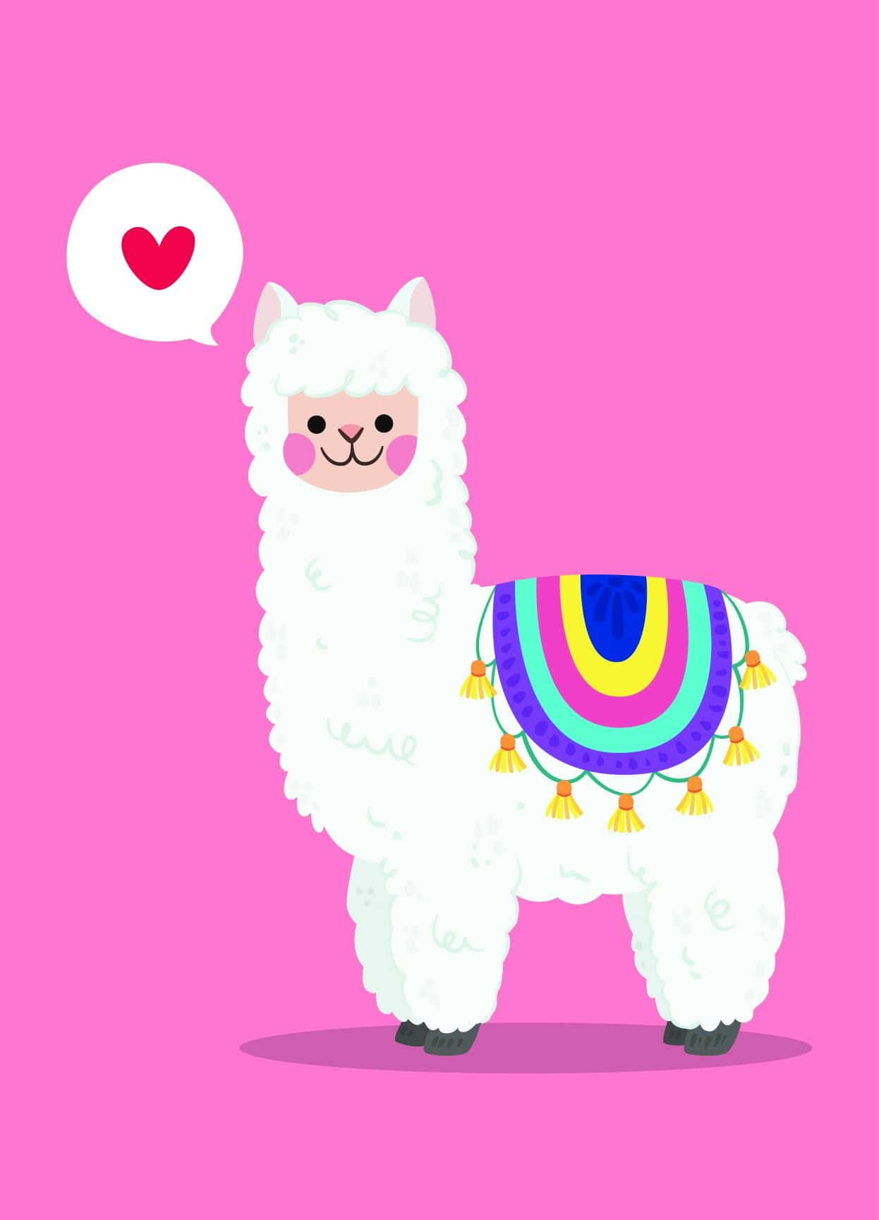 Adorable Kawaii Llama Illustration Wallpaper