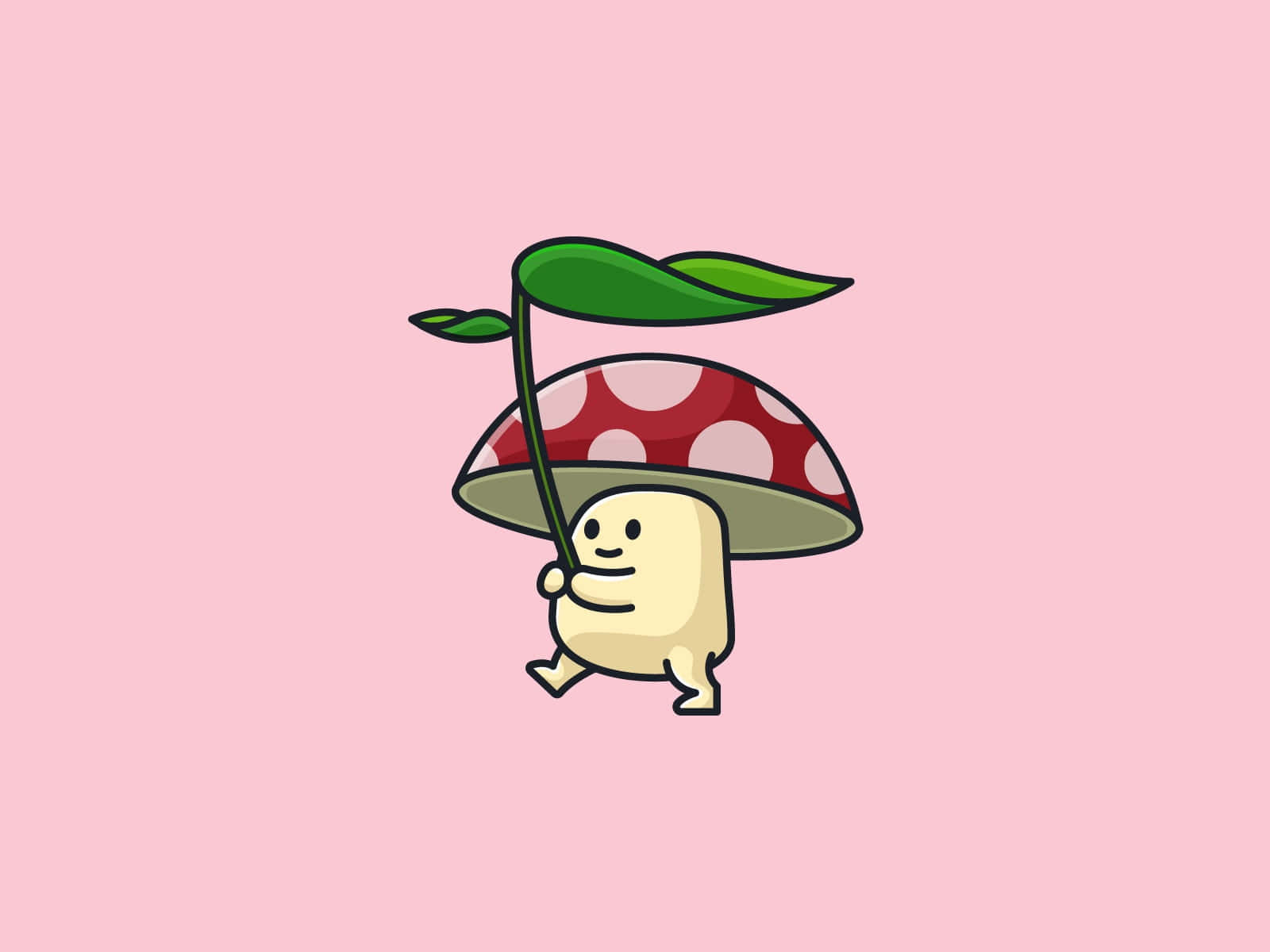 Adorable Kawaii Mushroom Brightening Up The Day Wallpaper