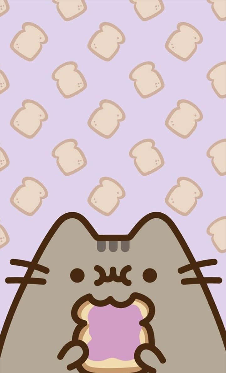 Adorable Kawaii Pusheen Taking A Break Wallpaper