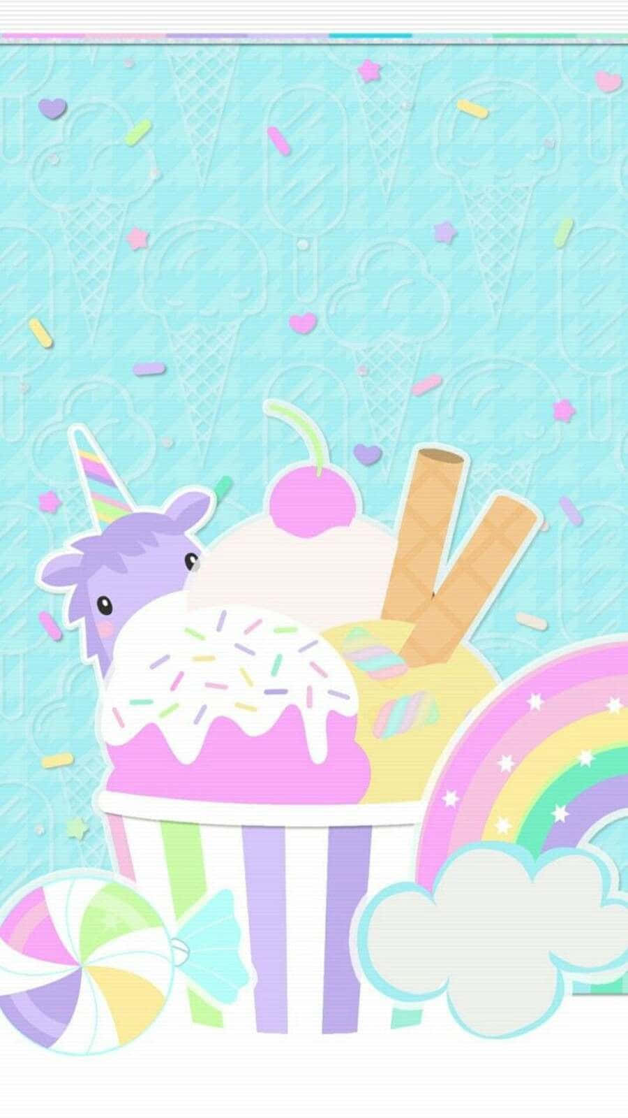 Adorable Kawaii Rainbow In Pastel Colors Wallpaper