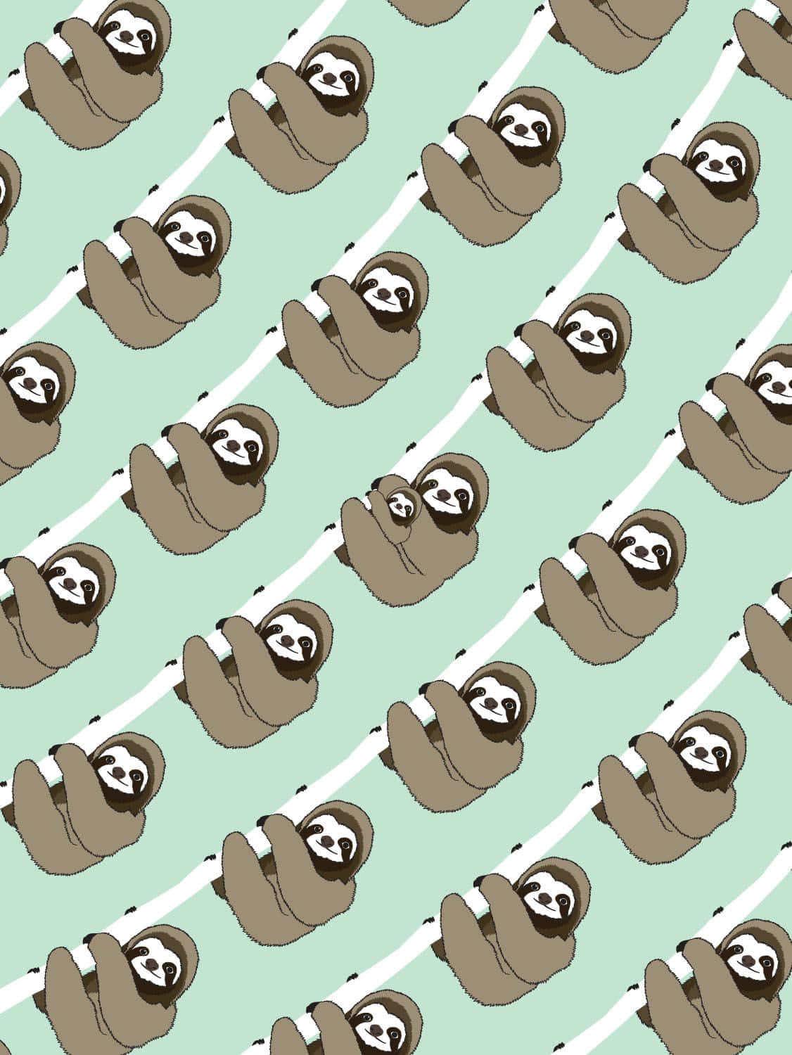 Adorable Kawaii Sloth Hanging From A Branch Wallpaper