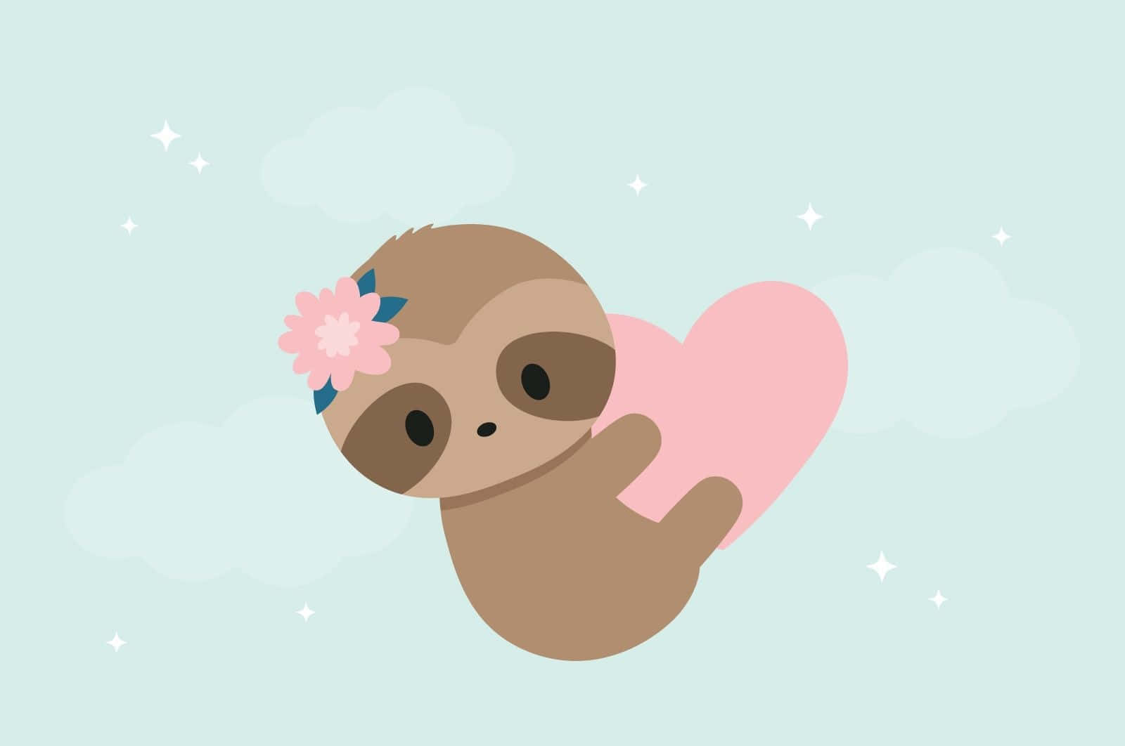 Adorable Kawaii Sloth Hanging From A Tree Wallpaper