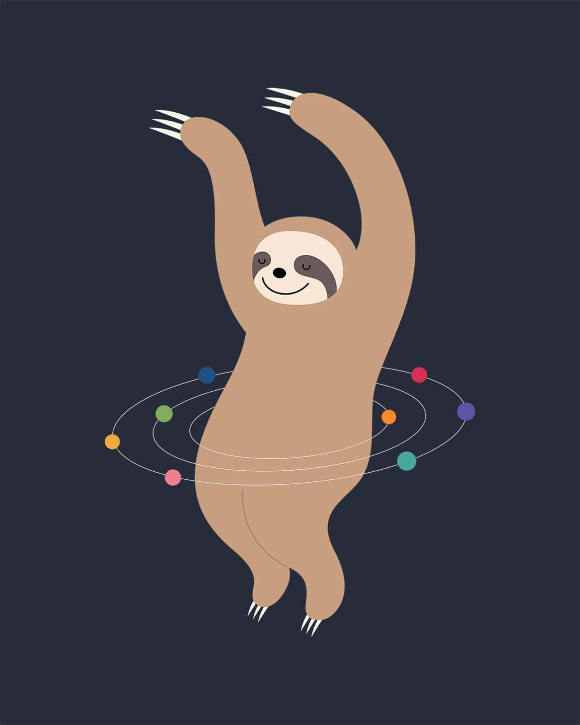 Adorable Kawaii Sloth Lounging On Tree Wallpaper