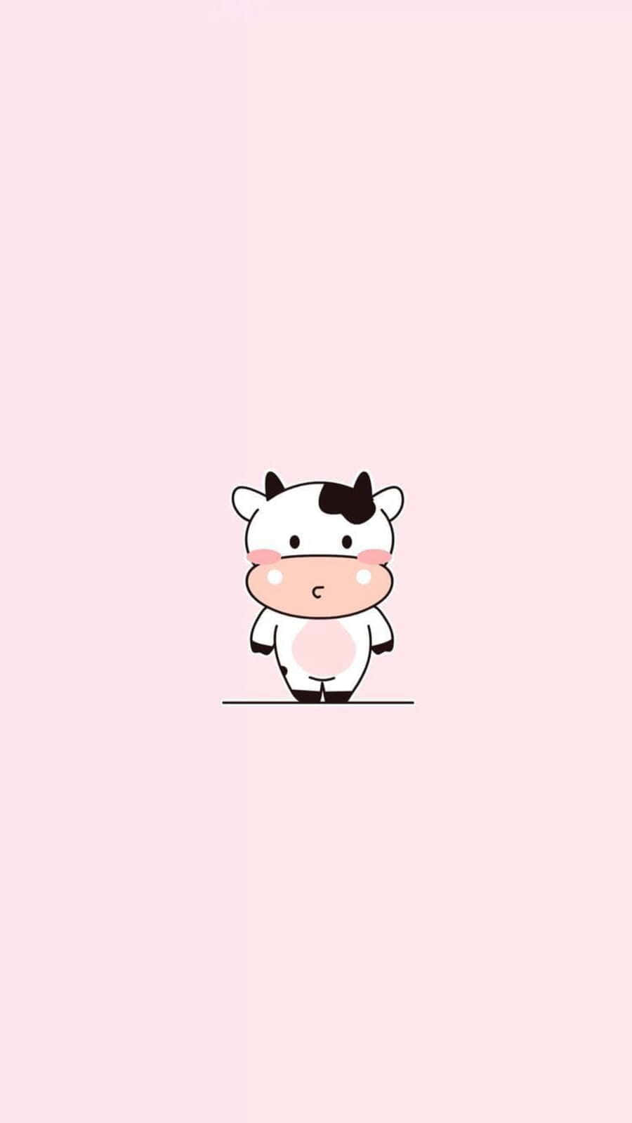 Adorable Kawaii Strawberry Cow Illustration Wallpaper