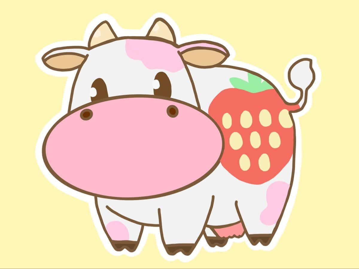 Adorable Kawaii Strawberry Cow Wallpaper Wallpaper