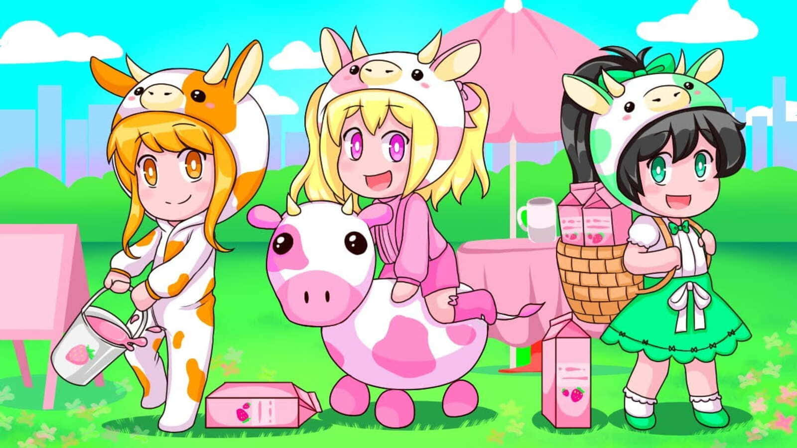 Adorable Kawaii Strawberry Cow Wallpaper Wallpaper