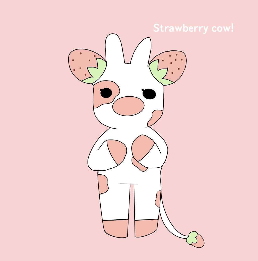 Adorable Kawaii Strawberry Cow Wallpaper Wallpaper