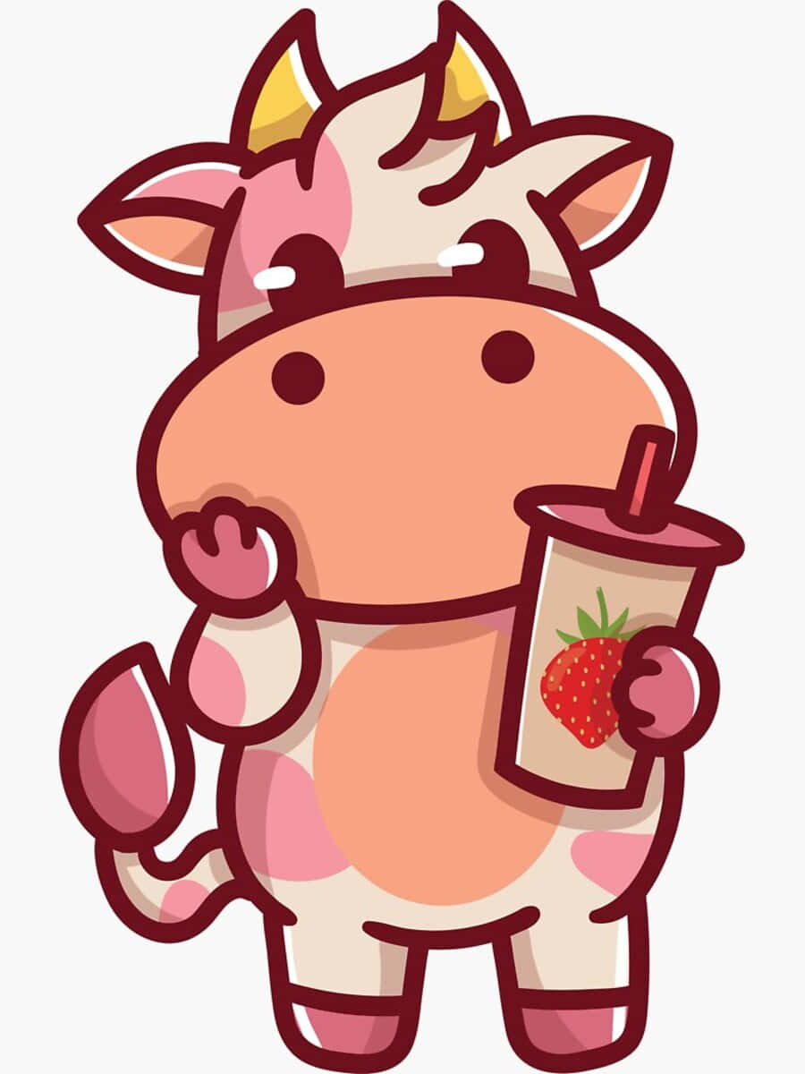 Adorable Kawaii Strawberry Cow Wallpaper Wallpaper