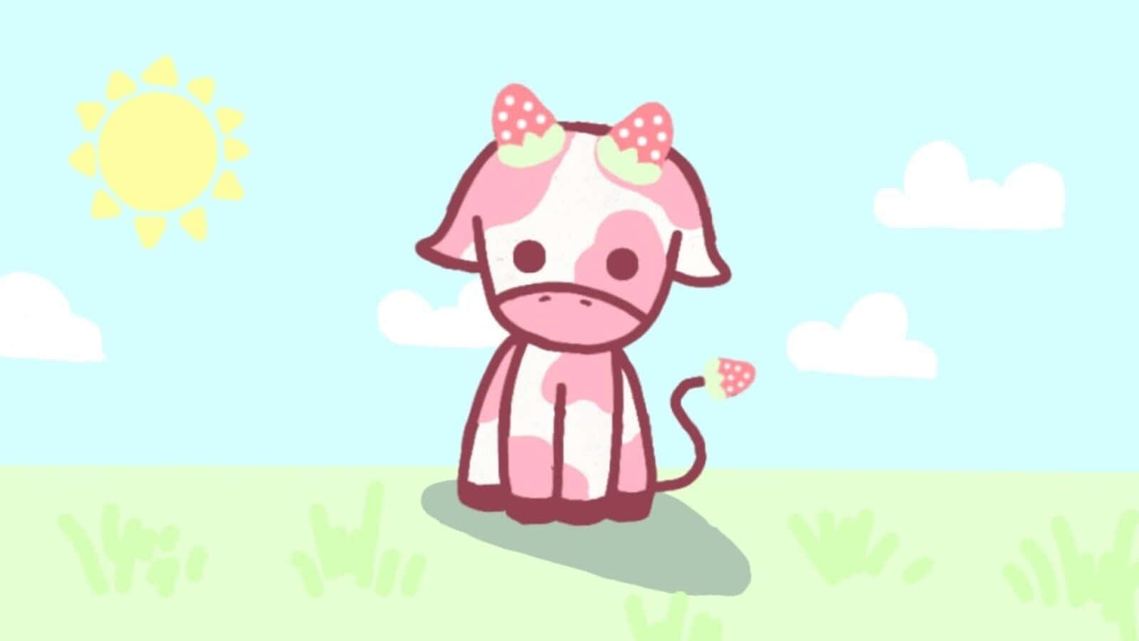 Adorable Kawaii Strawberry Cow Wallpaper Wallpaper