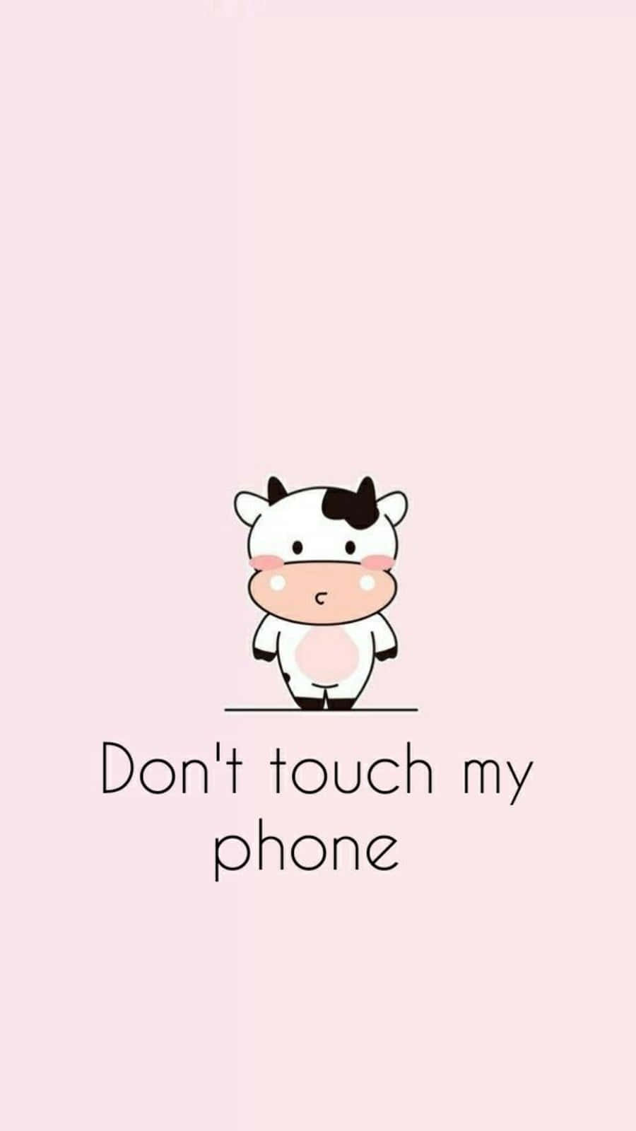 Adorable Kawaii-style Cute Cow Illustration Wallpaper