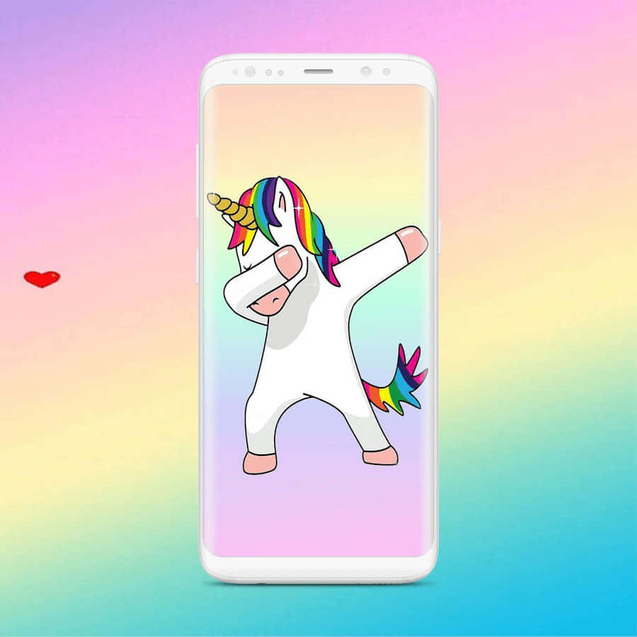 Adorable Kawaii Unicorn On A Pink Background Wallpaper