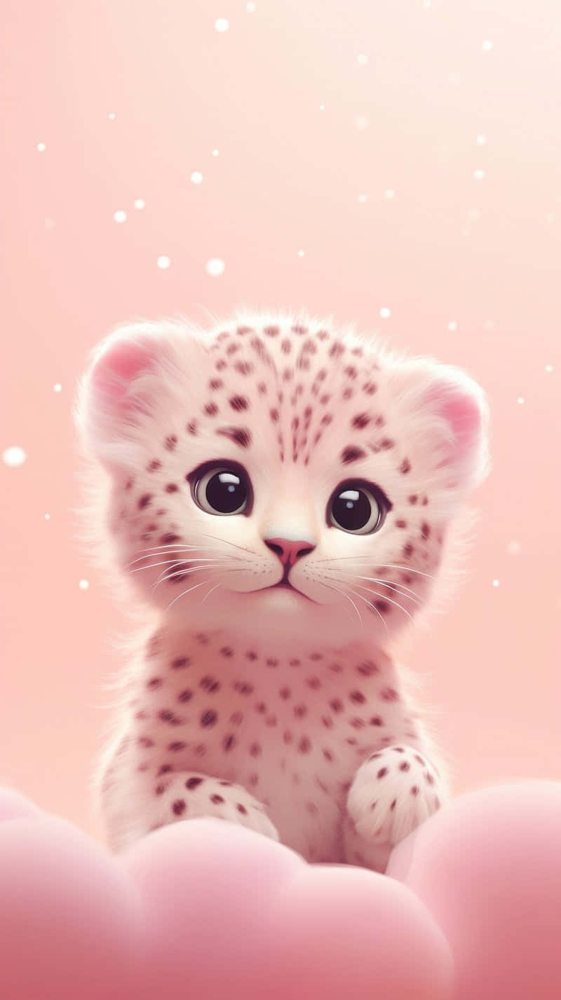 Adorable Leopard Cat Illustration Wallpaper