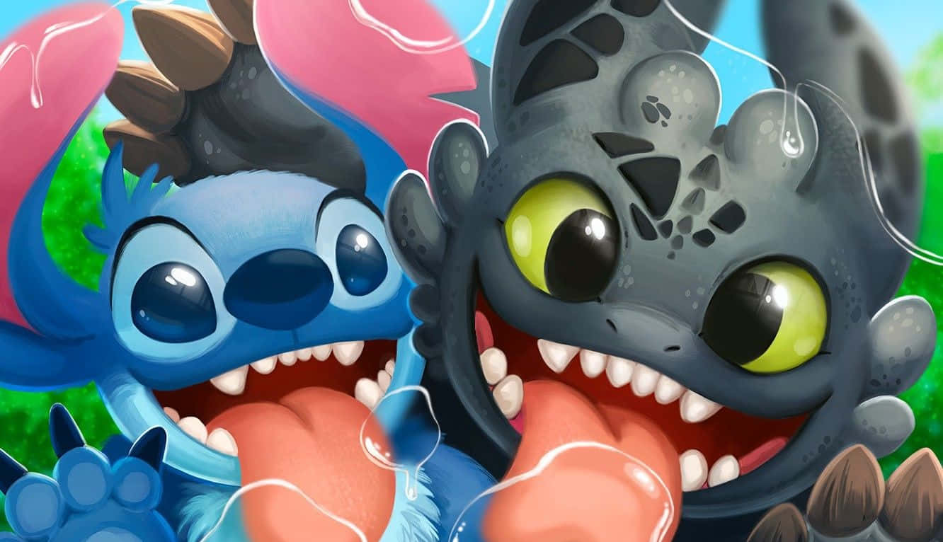 Adorable Lilo And Stitch Enjoying Their Cheerful Friendship Wallpaper