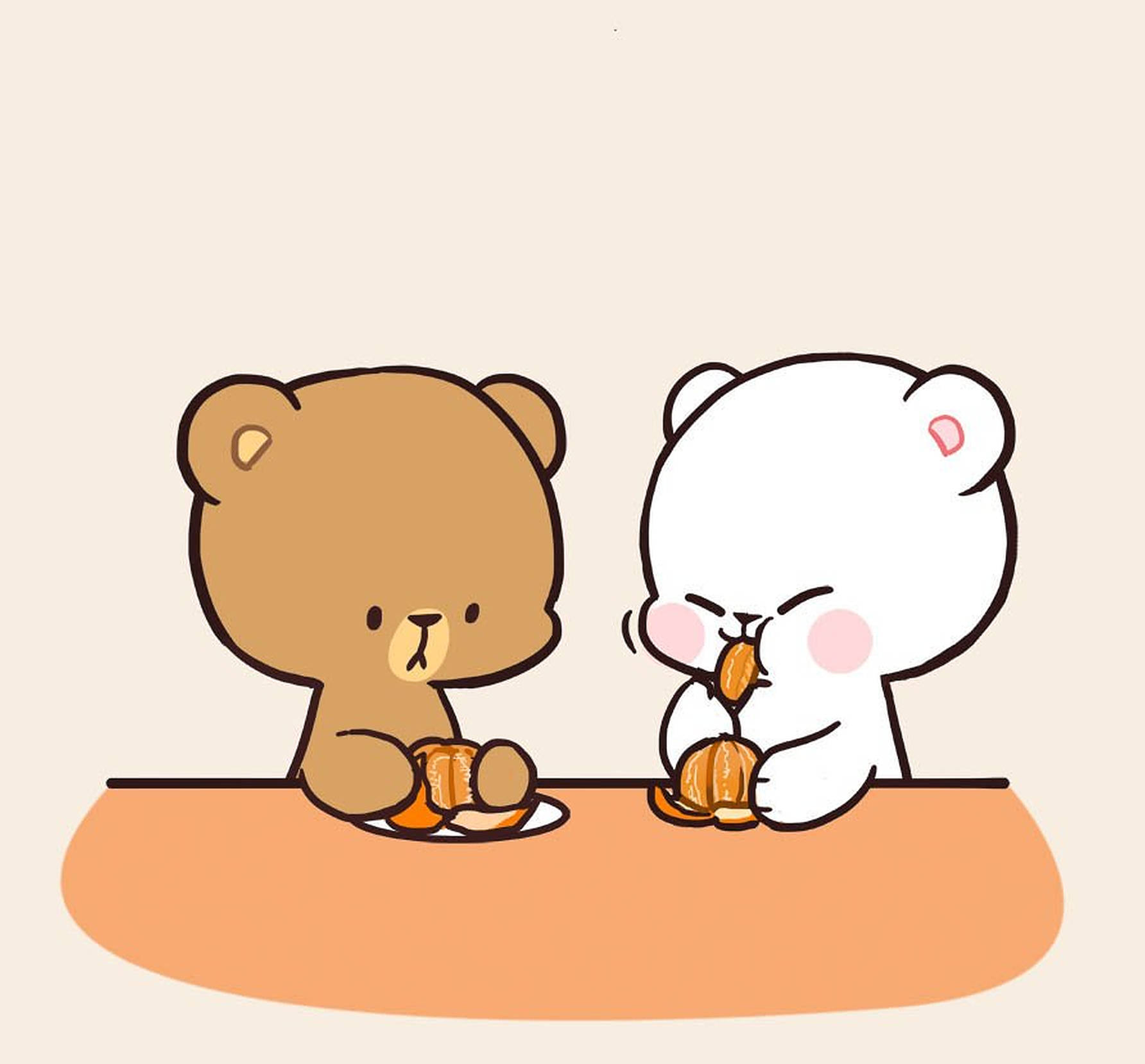 Adorable Milk And Mocha Bears Embrace Wallpaper