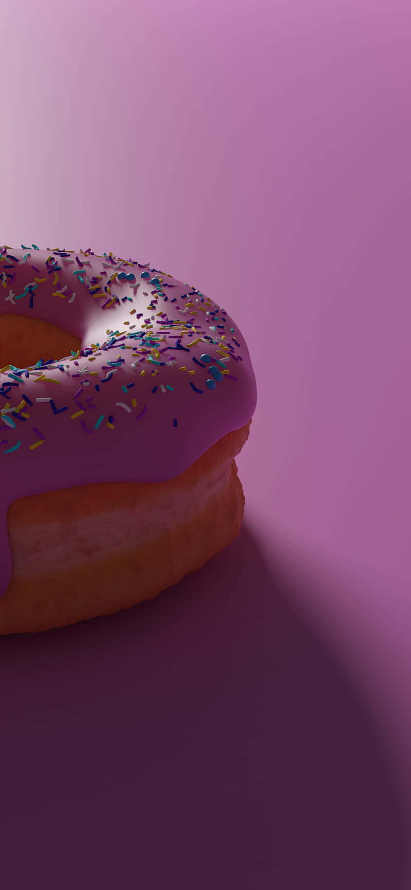 Adorable Pink Donut With Colorful Sprinkles Wallpaper