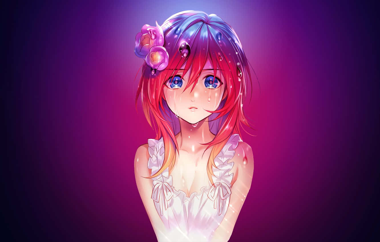 Adorable Sad Colorful Anime Wallpaper