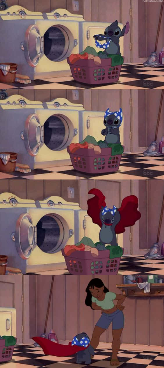 Adorable Stitch Admiring The Beauty Of Nature Wallpaper