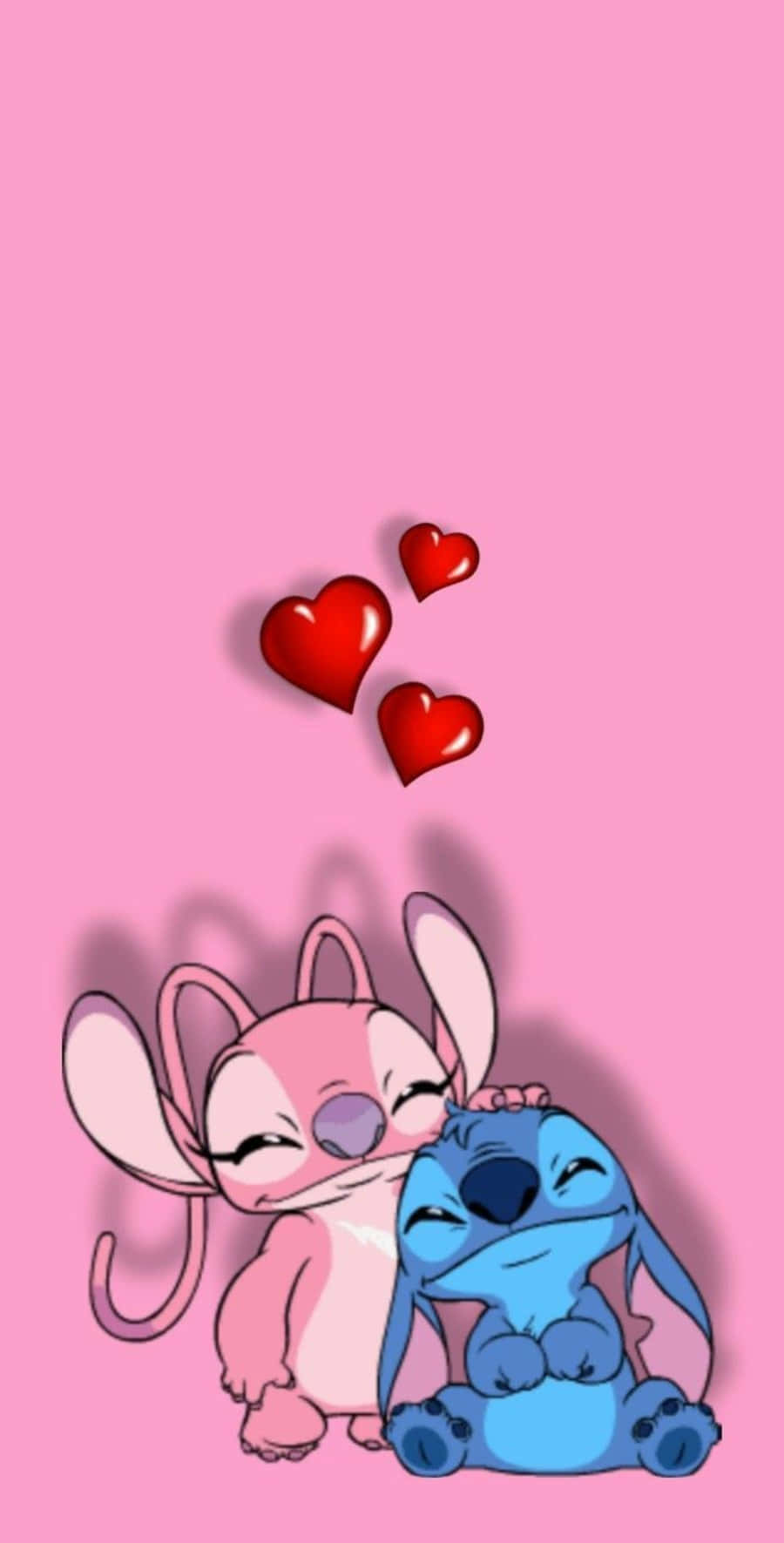 Adorable Stitch And Angel Embrace In Love Wallpaper