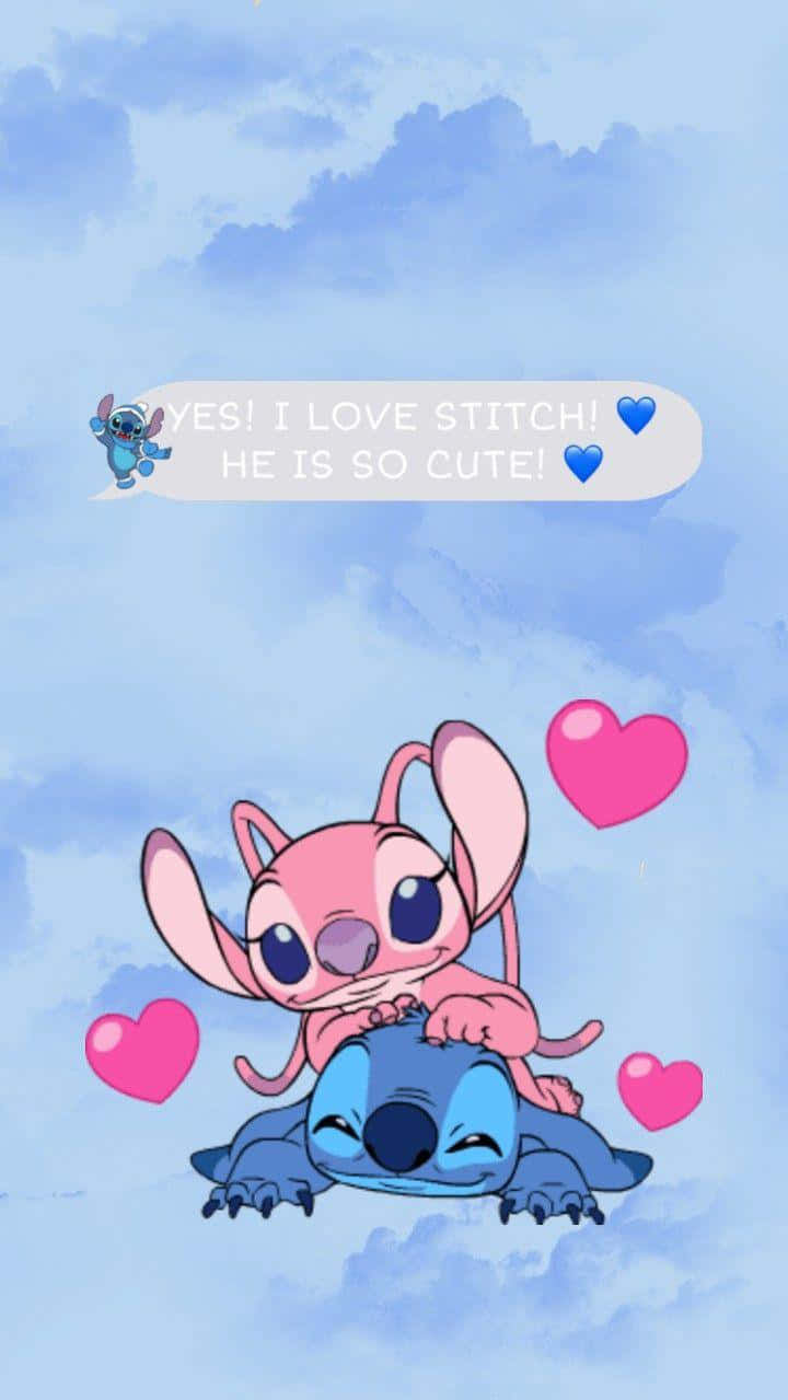 Adorable Stitchand Angel Love Wallpaper