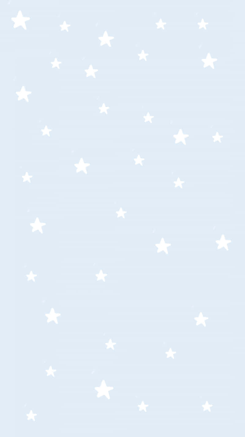 Adorable White Stars On Pastel Blue Background Wallpaper