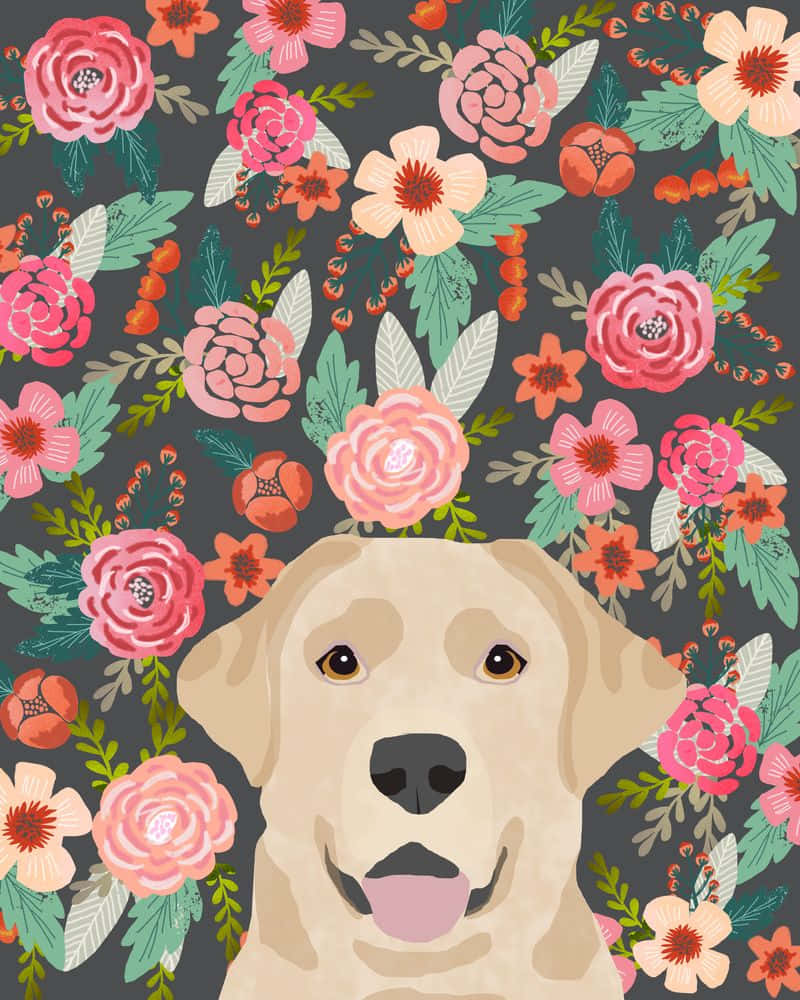 Adorable Yellow Labrador Pup Lounging Wallpaper