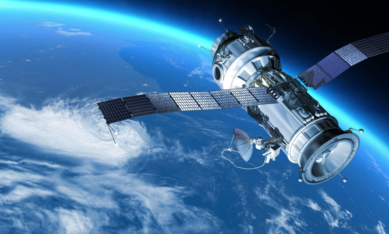 Advanced Satellite Orbiting Earth In Space Wallpaper