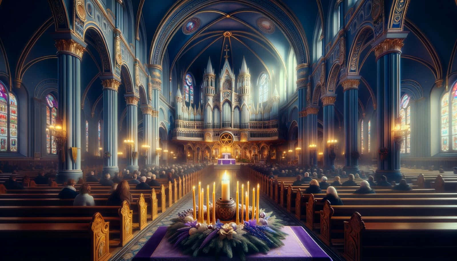 Advent Candle Lighting Ceremony Church Wallpaper