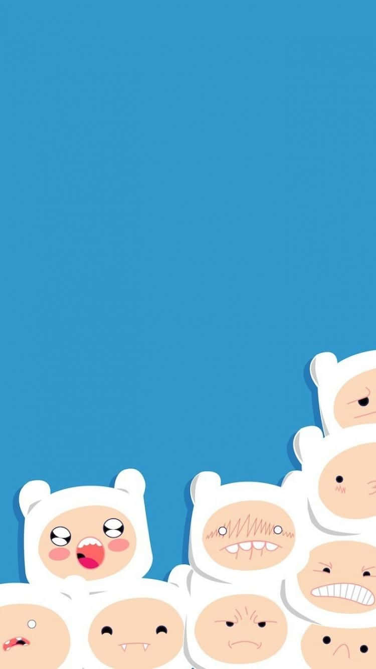 Adventure Time Finn Heads Iphone Wallpaper