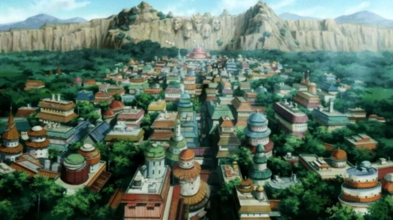 Aerial Digital Art Of Hidden Leaf Village Wallpaper