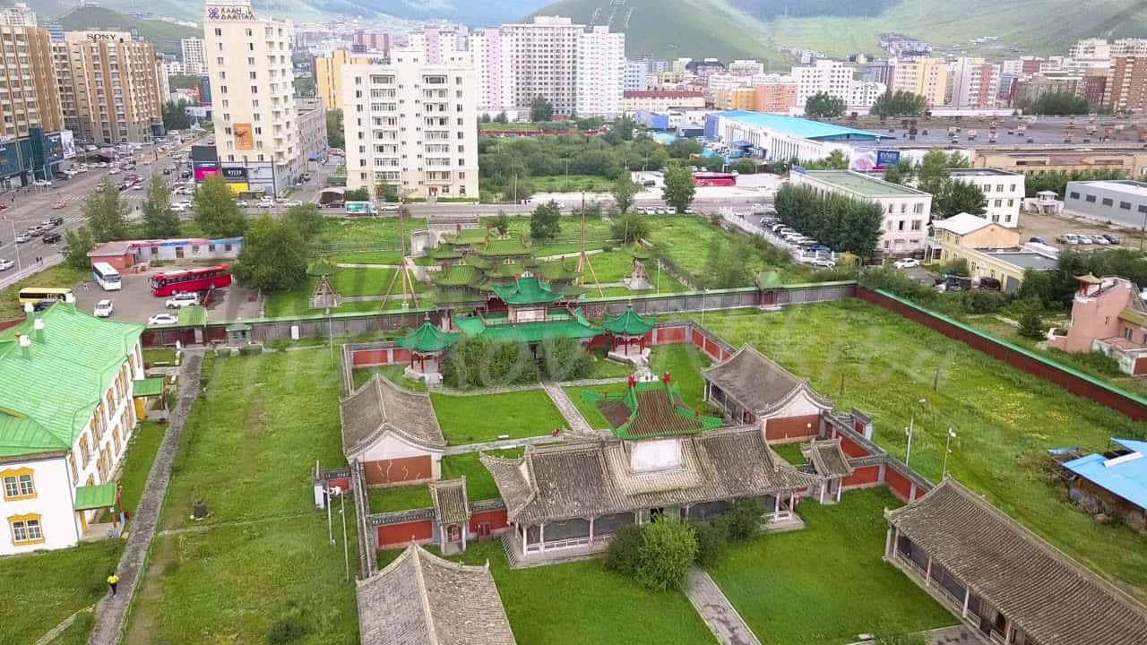 Aerial Shot Winter Palace Of The Bogd Khan Wallpaper