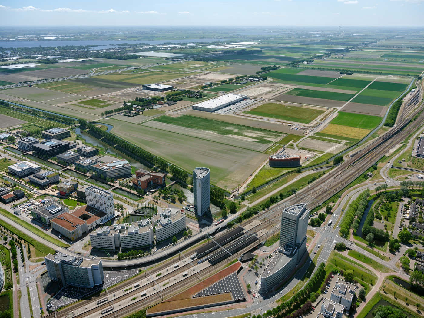 Aerial View Hoofddorp Business District Wallpaper