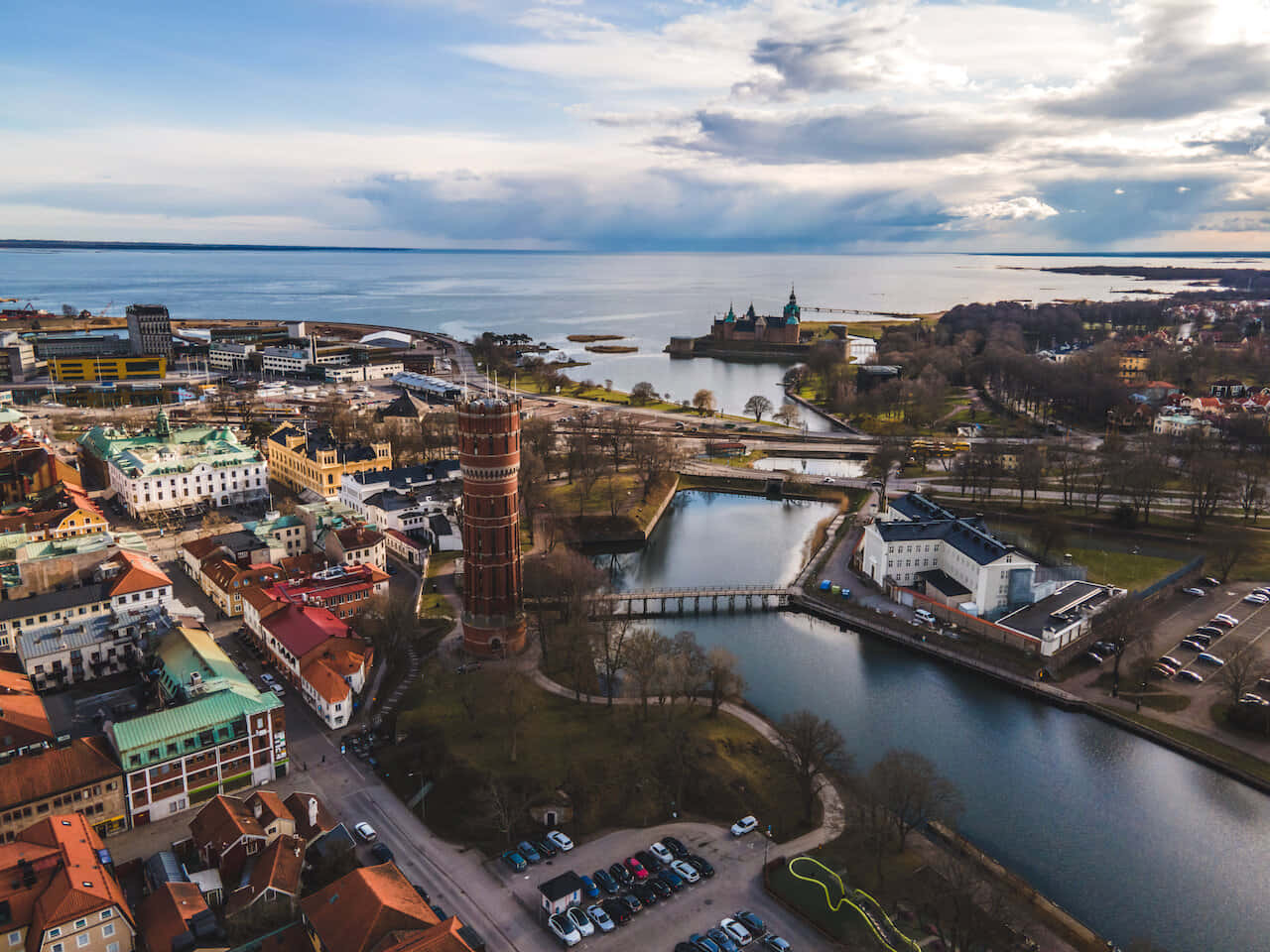 Aerial View Kalmar Sweden Wallpaper