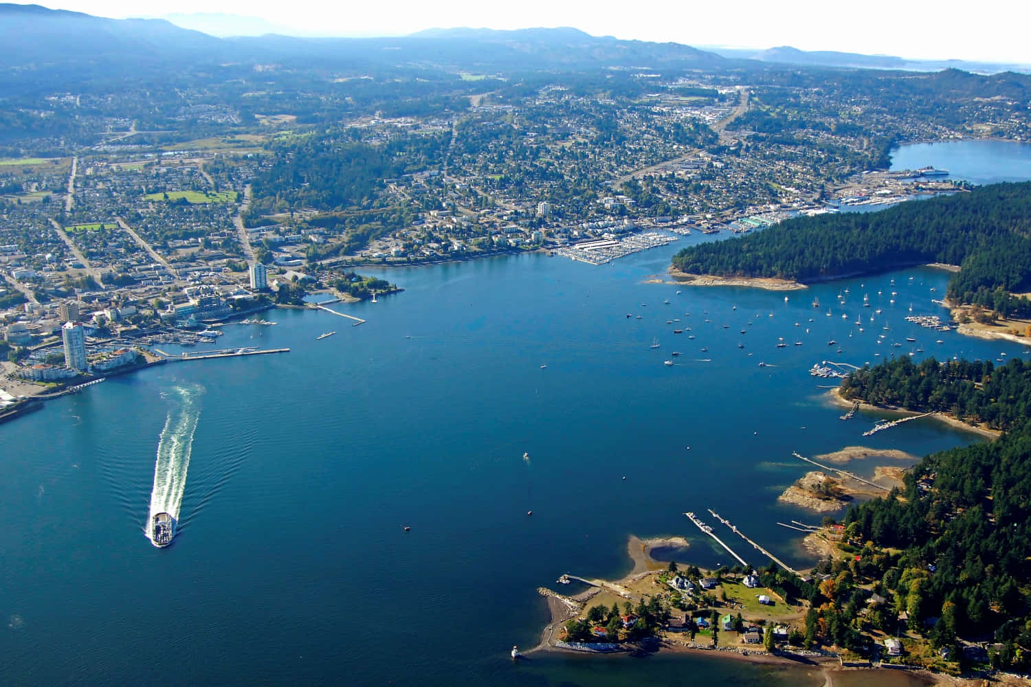 Aerial View Nanaimo Harbour British Columbia Wallpaper