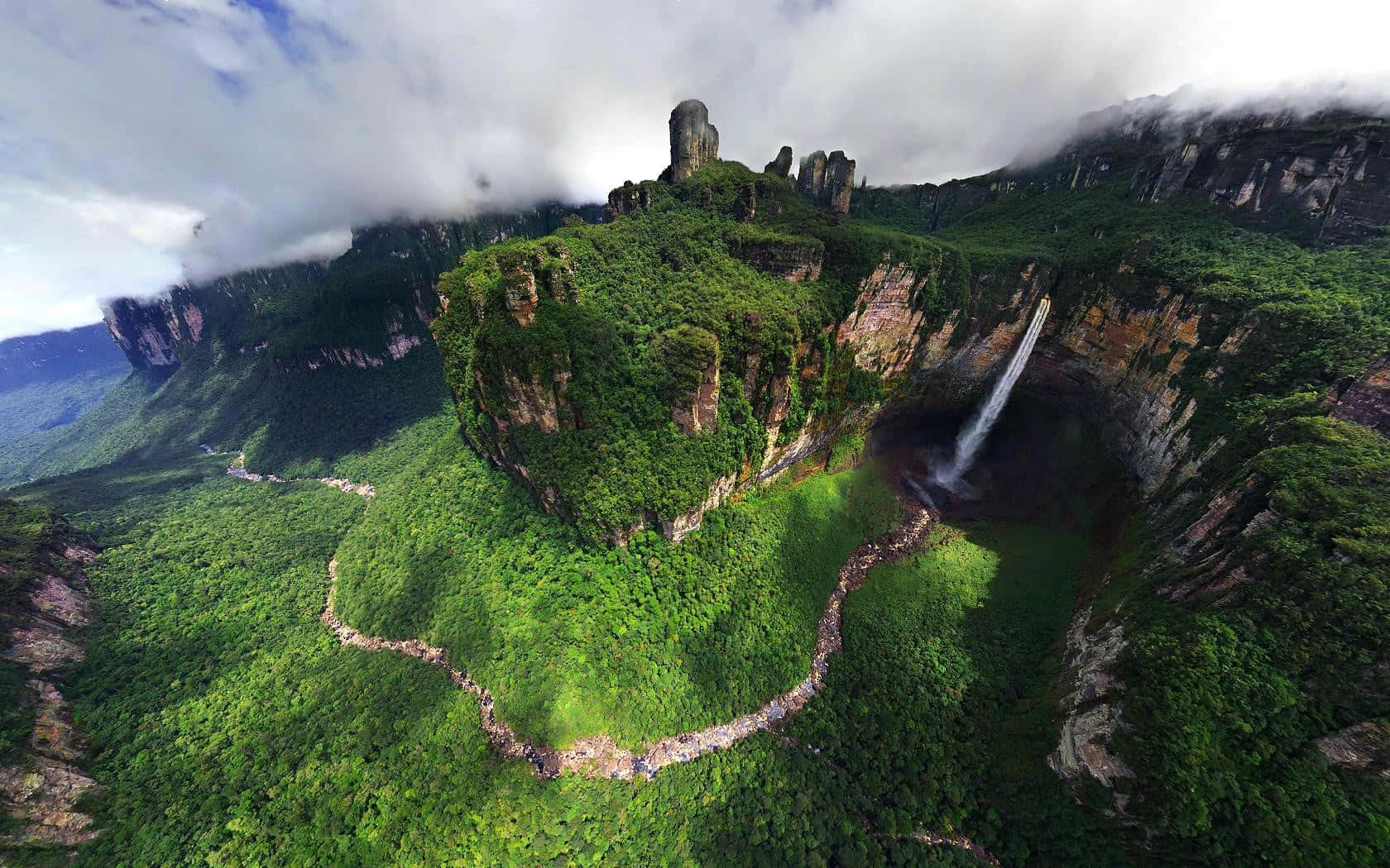 Aerial View Of Angel Falls Wallpaper