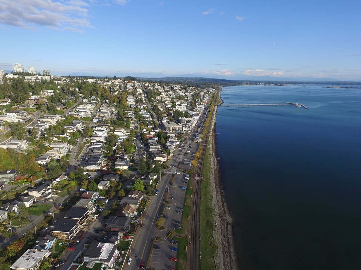 Aerial_ View_of_ Coastal_ Town_ Surrey_ Canada Wallpaper