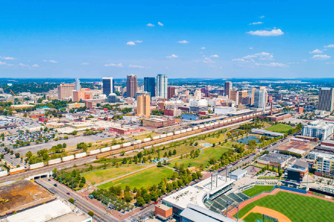 Aerial View Of Downtown Montgomery, Alabama At Sunset Wallpaper