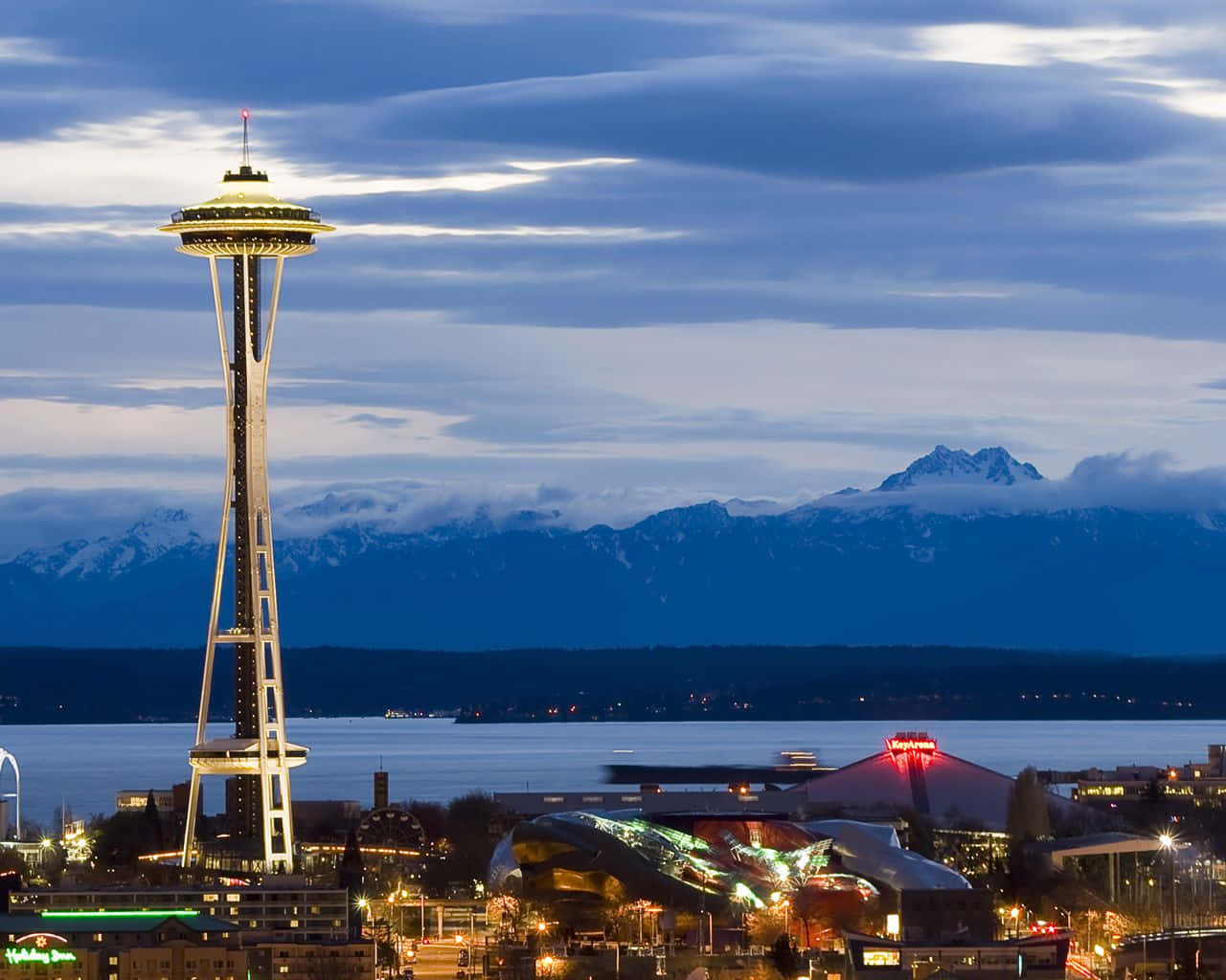 Aerial View Of Downtown Seattle, Washington Wallpaper