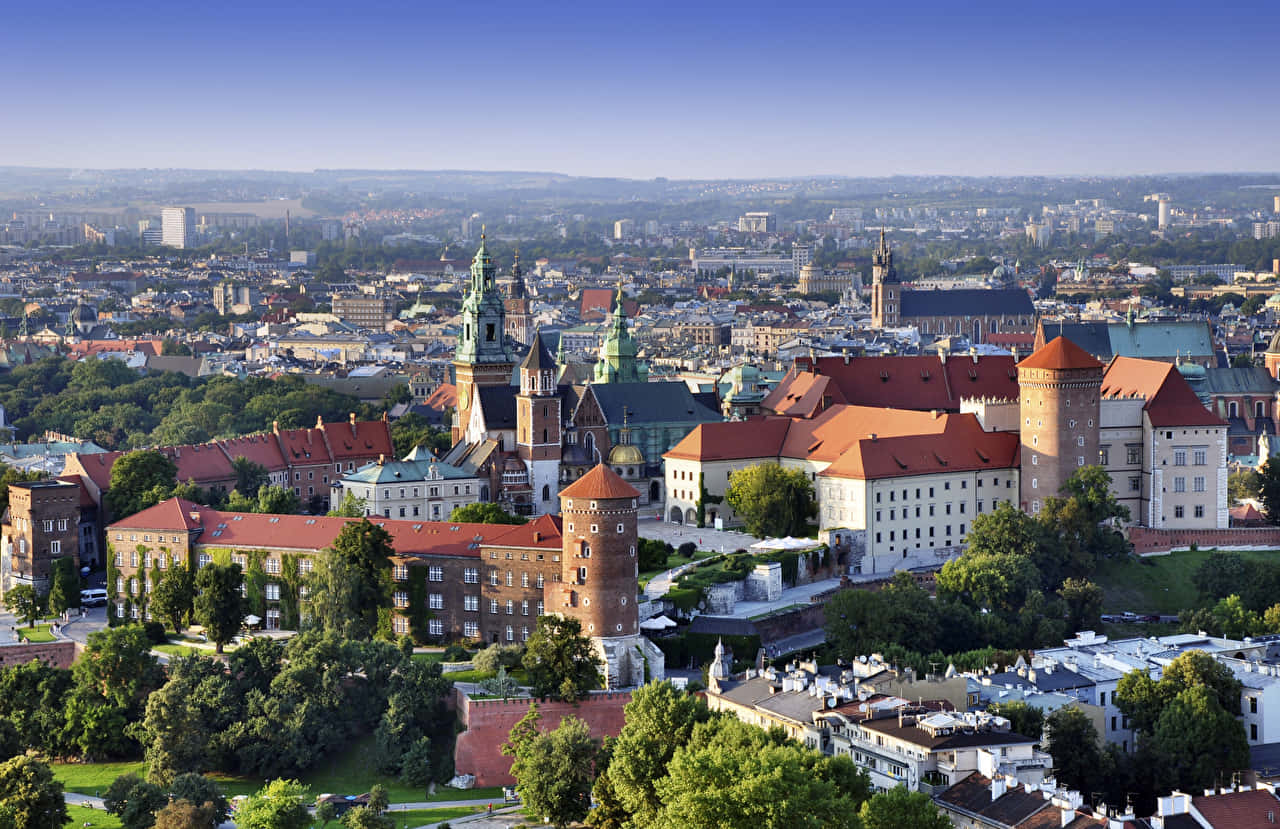 Aerial View Of Wawel Castle Wallpaper