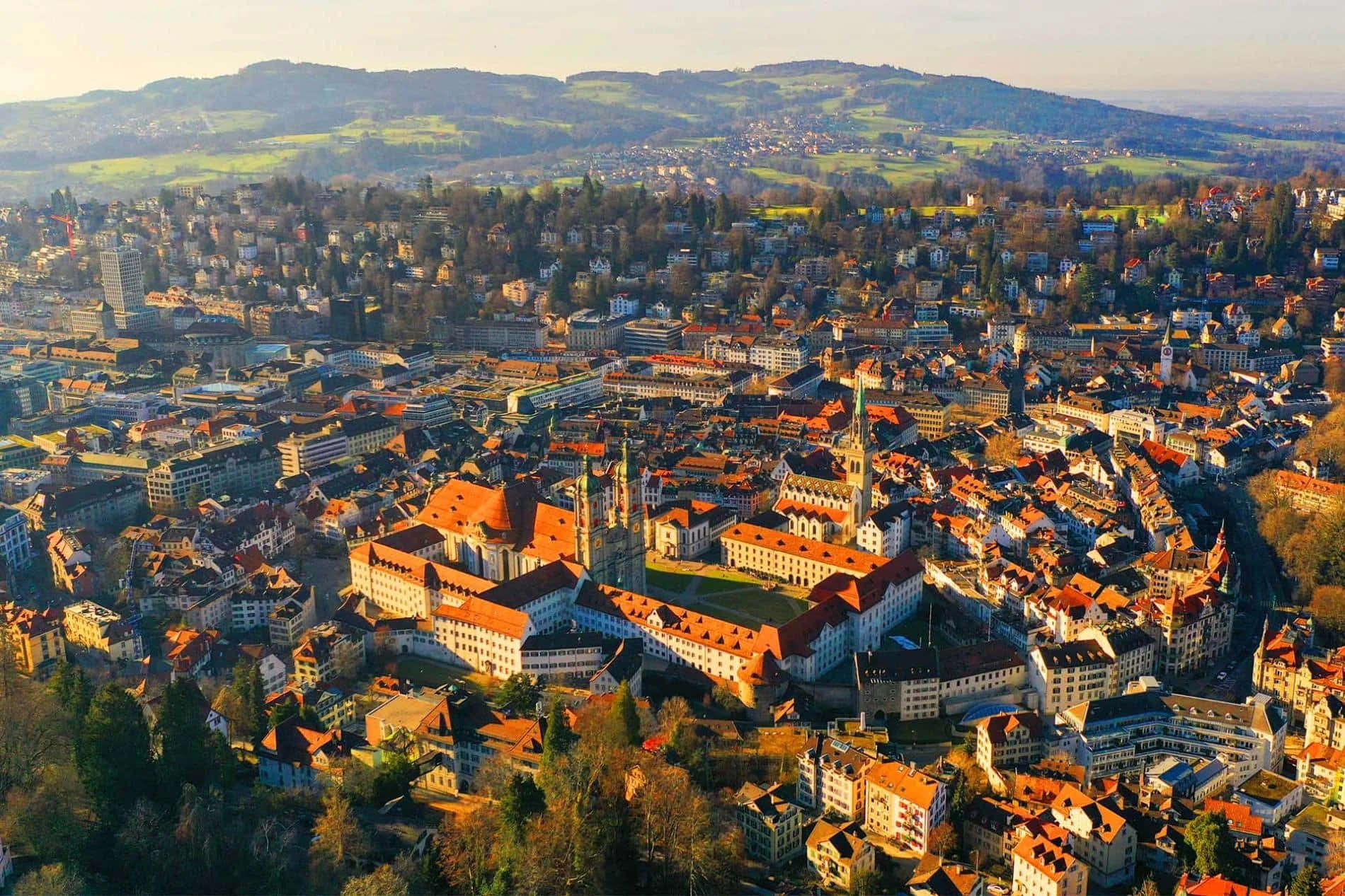 Aerial View St Gallen Switzerland Wallpaper