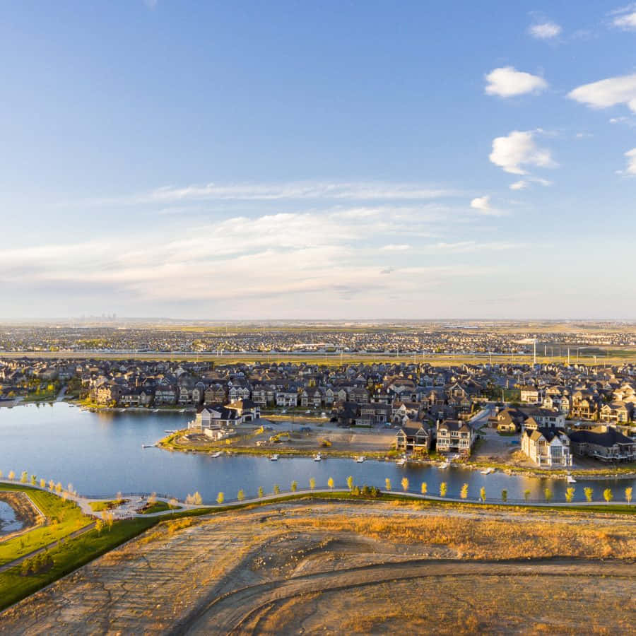 Aerial View Suburban Development Red Deer Wallpaper