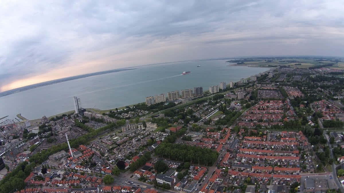 Aerial View Terneuzen Netherlands Wallpaper