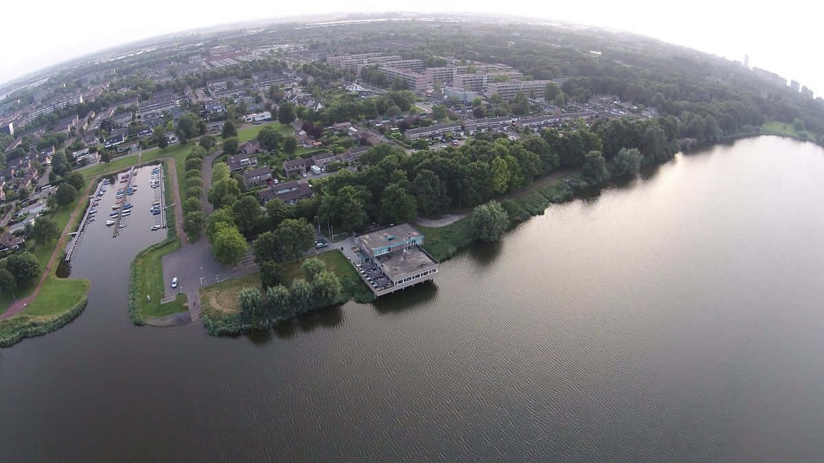 Aerial View Terneuzen Waterfront Marina Wallpaper