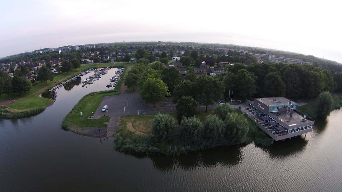 Aerial View Terneuzen Waterfront Marina Wallpaper